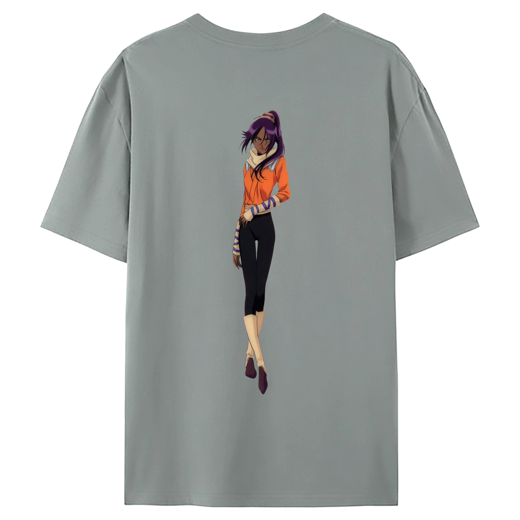 （画像用） ブリーチ 四楓院 夜一（しほういん よるいち） BLEACH Shihouin Yoruichi 綿100％ メンズ半袖Tシャツ（バックプリント） 通気性